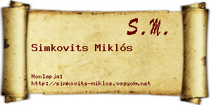 Simkovits Miklós névjegykártya
