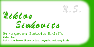 miklos simkovits business card